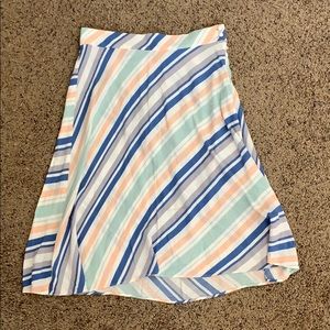 Loft Colorful Striped Midi Skirt